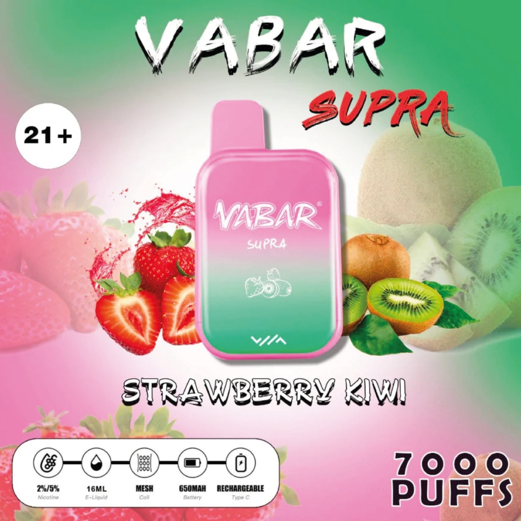 [V7PSK] VABAR 7000 Puffs Strawberry Kiwi