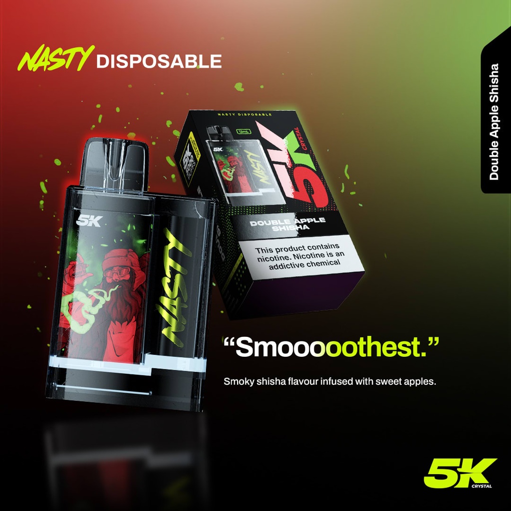[NC5PDAS] NASTY CRYSTAL 5000 Puffs Double Apple Shisha