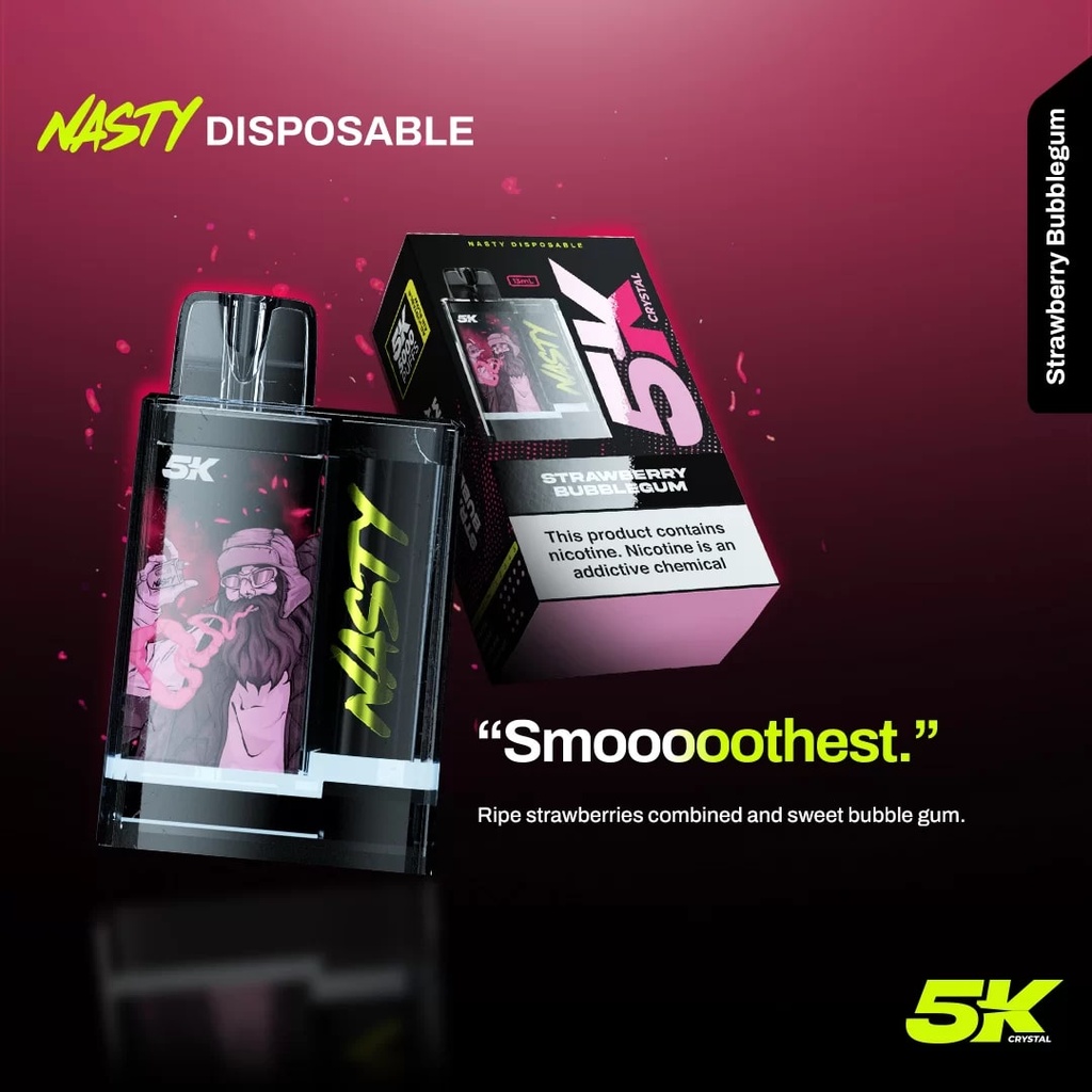 [NC5PSB] NASTY CRYSTAL 5000 Puffs Strawberry Bubblegum