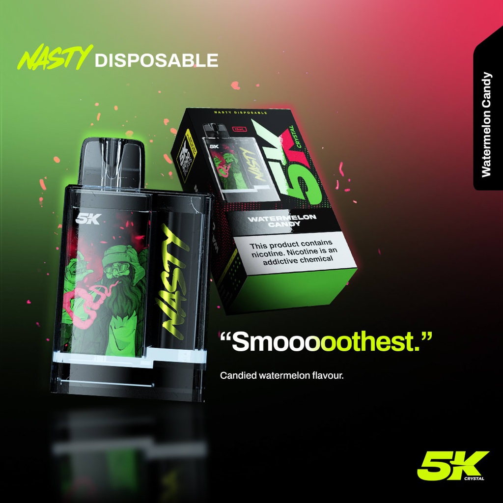 [NC5PWC] NASTY CRYSTAL 5000 Puffs Watermelon Candy