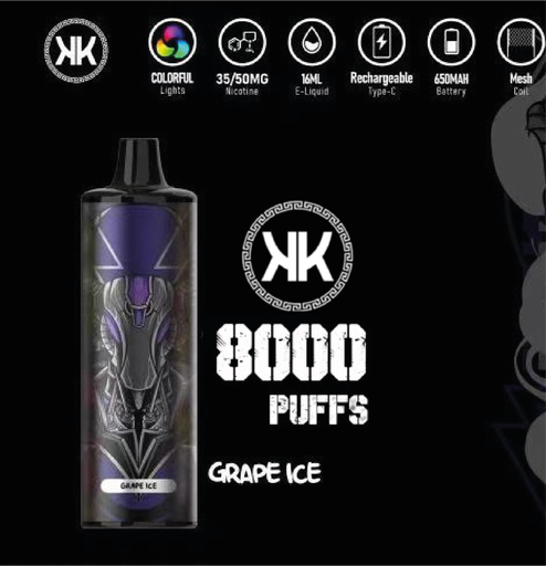[KE8PGI] KK ENERGY 8000 Puffs Grape Ice